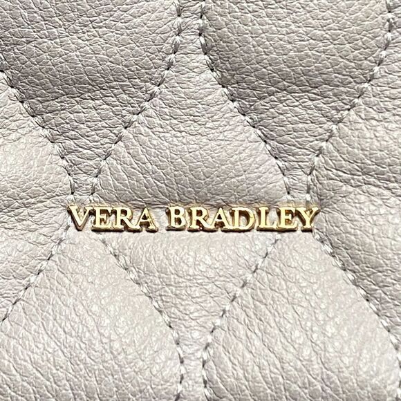 VERA BRADLEY Sarah Cloud Lilac Quilted Leather Crossbody Bag Logo Gold Stud Feet - Picture 2 of 15